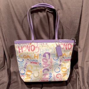 Coach pastel and lavender handbag